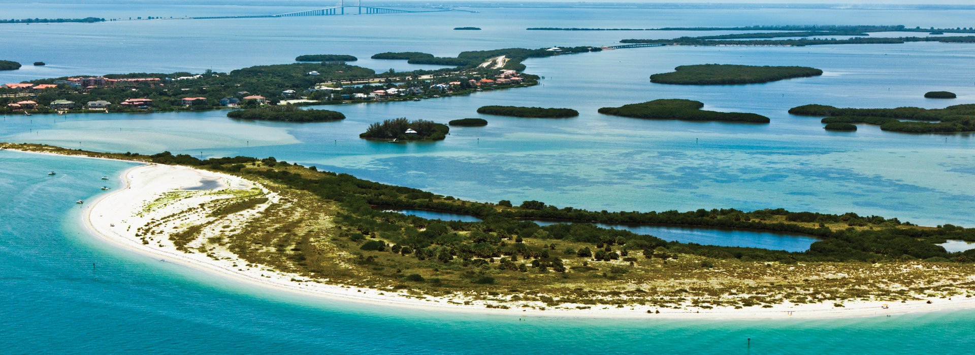 An aerial view of Tierra Verde and Fort de Soto Park