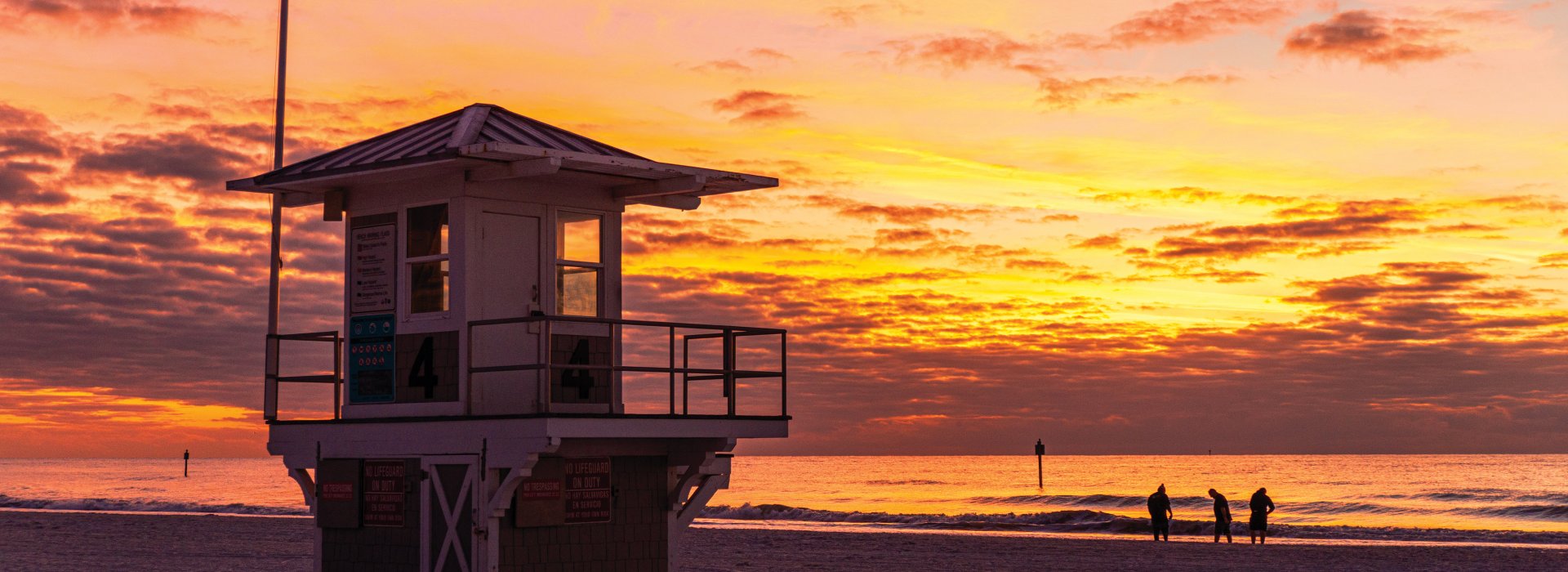 Lifeguard post sunset at Clearwater Beach