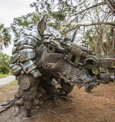 A Sculpture of a armadillo at Boy Hill Nature Preserve