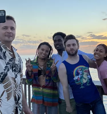 Actors taking a selfie