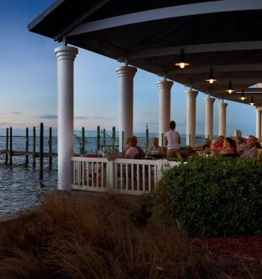 View of Bon Appetit Restaurant's waterfront patio and St. Joseph's Sound