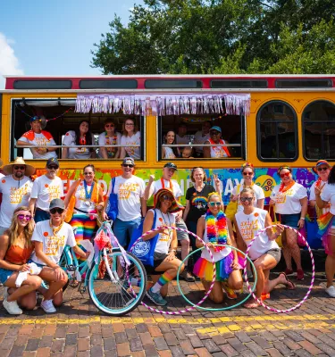 group photo at pride festival