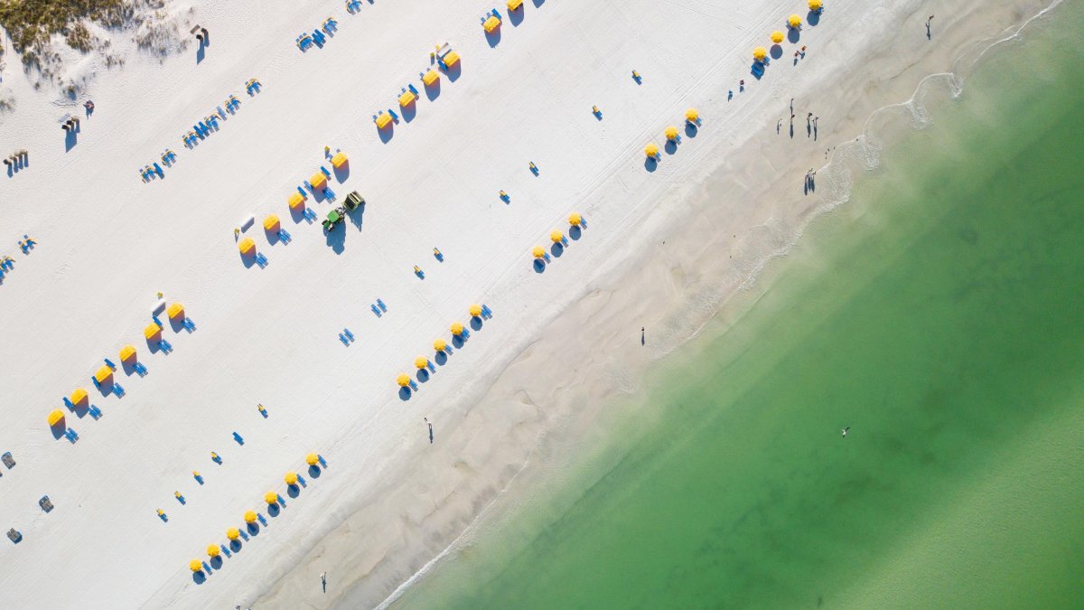 An overhead shot of St. Pete Beach from a drone March 2021