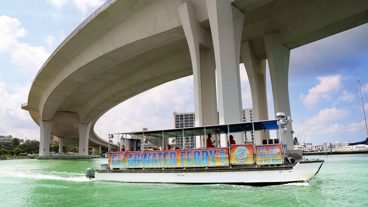 Clearwater Ferry going under Clearwater Memorial Causeway.