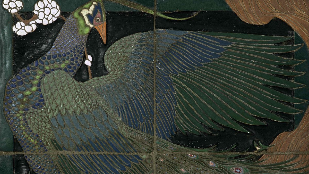 A hand-painted panel from the American Arts and Crafts Movement.