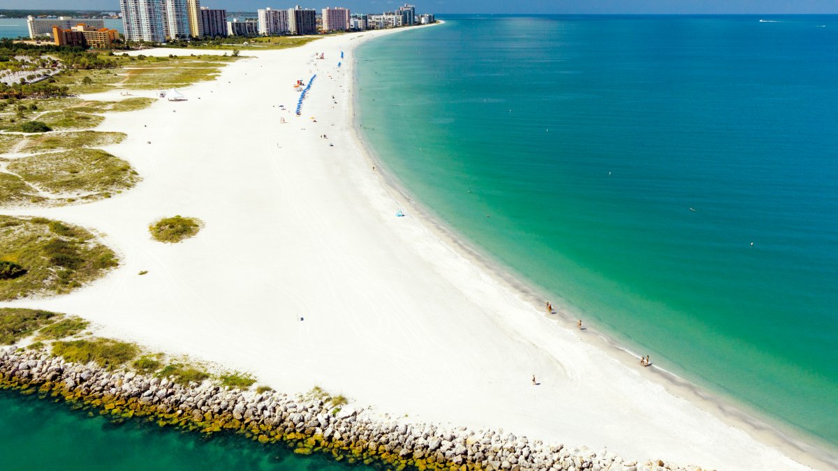 An aerial shot of Sand Key