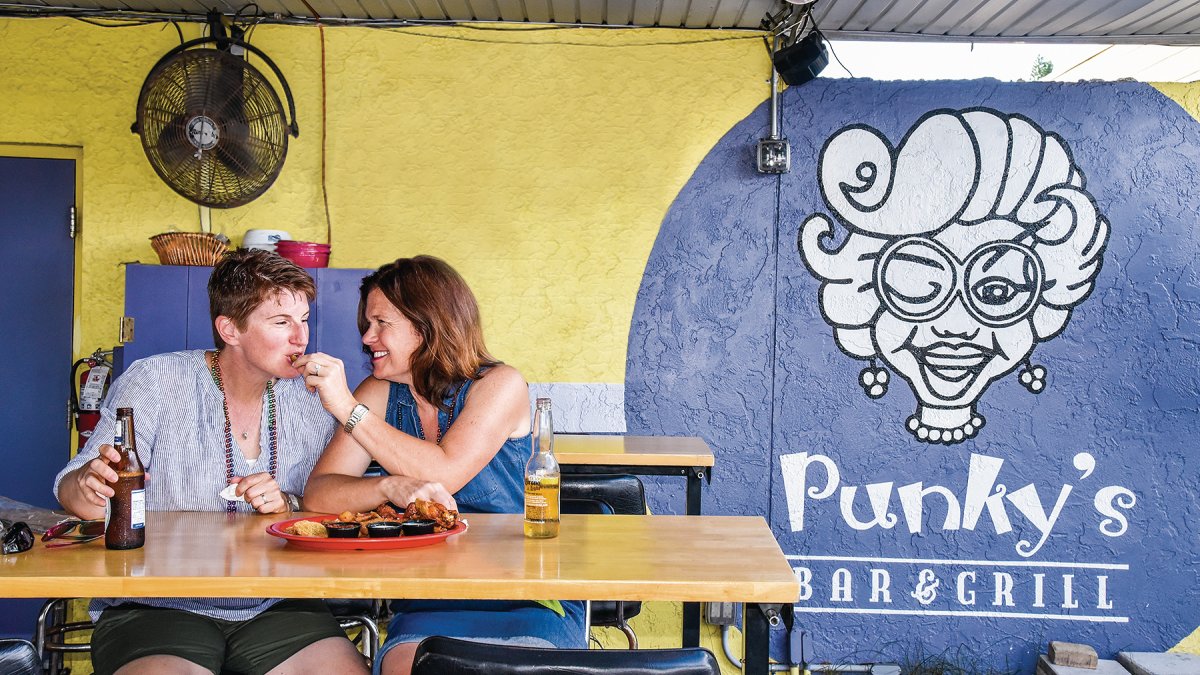 Two women share a meal at Punky's Bar & Grill