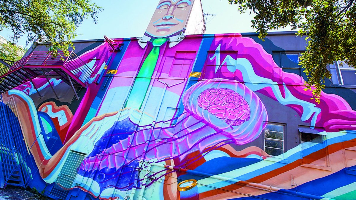 "Time to Think" mural by Derek Donnelly and Sebastian Coolidge, Central Arts District