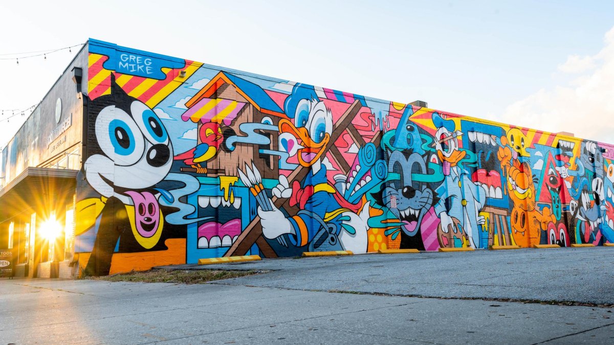 colorful mural of cartoon characters