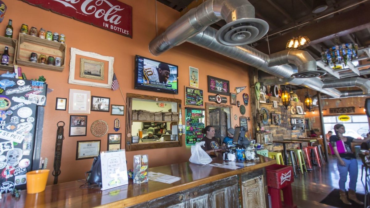 Interior of Casita Taqueria with Coca-Cola sign