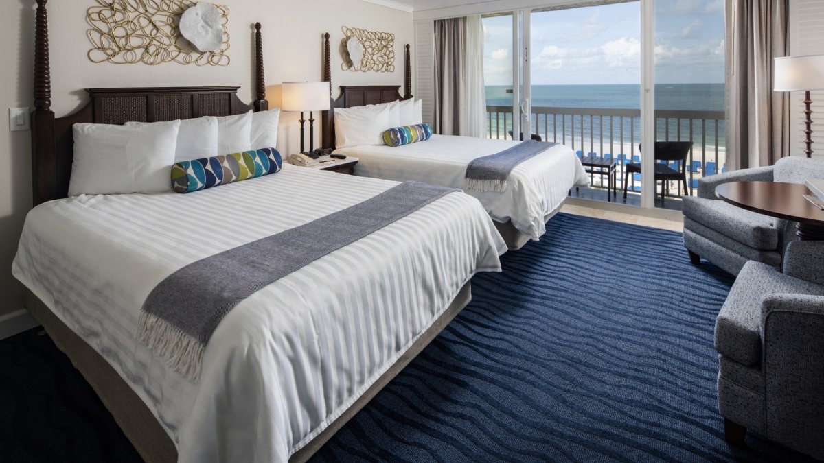 Newly renovated Gulf Front Hotel Rooms offer amazing views of the Gulf of Mexico.