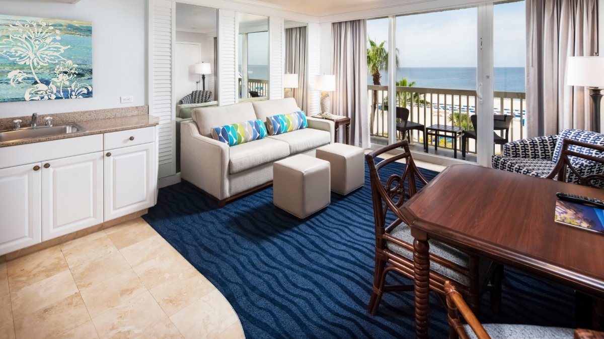 Enjoy expansive views of the Gulf of Mexico from our newly renovated Gulf Front Suite Balcony.