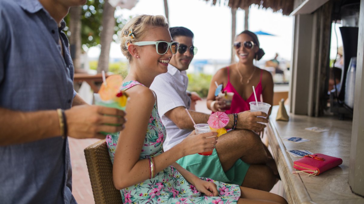 Sip on a tropical drink at Salty's Tiki Bar